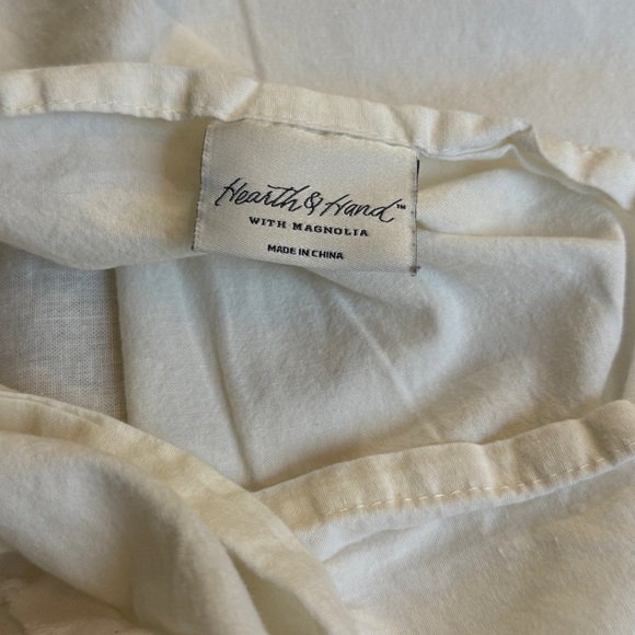 Hearth & Hand White Raw Edge Trim Cotton Pillow Sham Standard Size - Picture 5 of 6